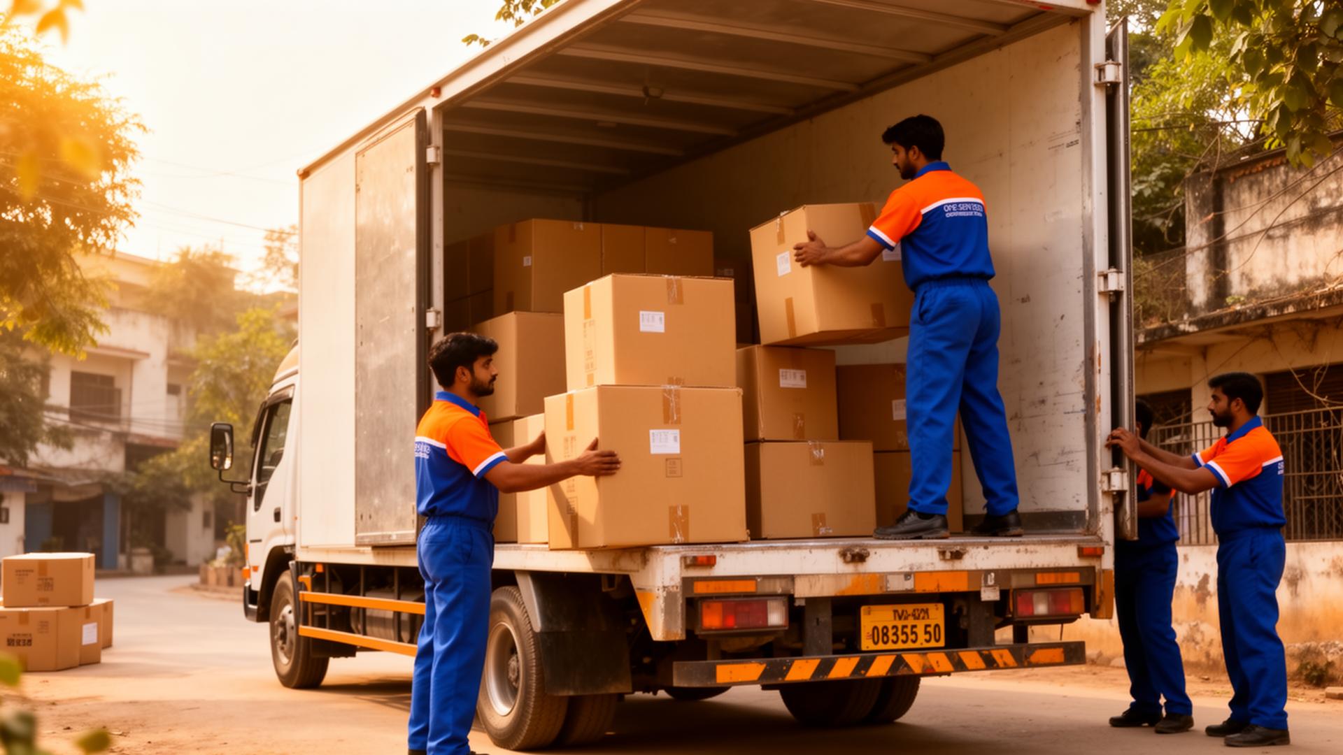 Aparajeet Packers and Movers team loading boxes into truck in Pune